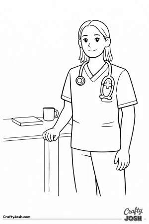 Male nurse shoulder length hair clinic desk