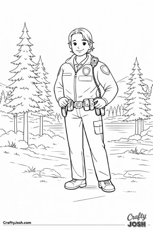 Male police officer pacific northwest park patrol