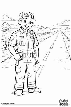 Male police officer rural county road