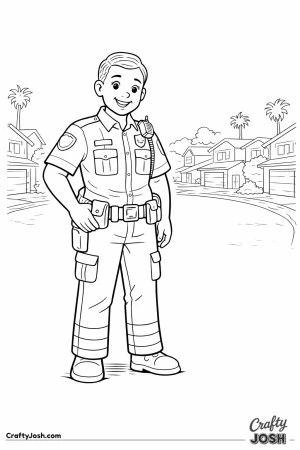 Male police officer suburban cul de sac