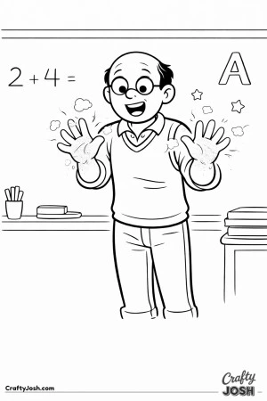 Male teacher chalky hands