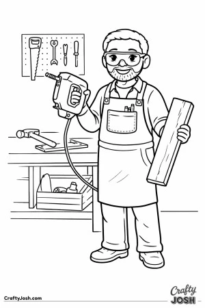 Male teacher woodworking class