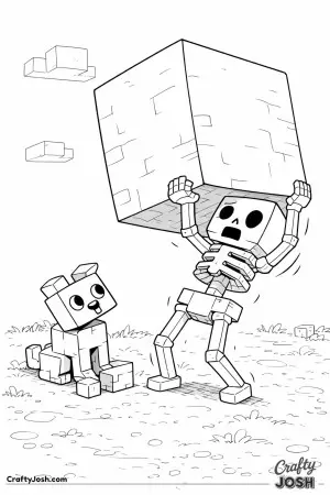 This skeleton may be struggling with this giant block, but hopefully it is easy enough and lots of fun to color in