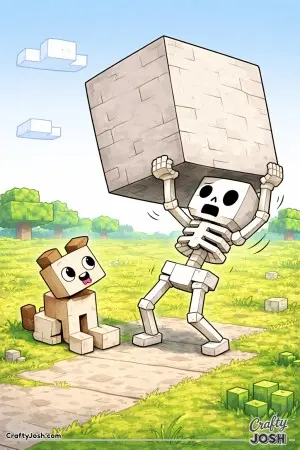 This skeleton may be struggling with this giant block, but hopefully it is easy enough and lots of fun to color in