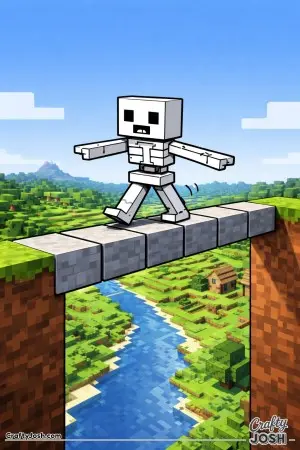 This skeleton is crossing a bridge, better not look down, it's a long drop! The world below is a little complex to color in, but take your time and ..