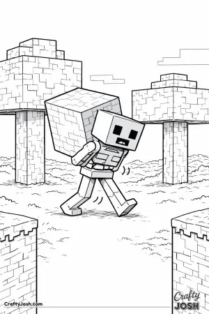 This Minecraft Skeleton is off to build something, use the color sample as an example of some suggested colors to use.