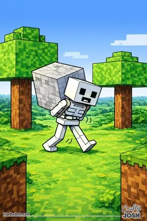 This Minecraft Skeleton is off to build something, use the color sample as an example of some suggested colors to use.