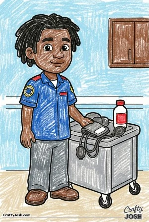 Paramedic checking equipment coloring page