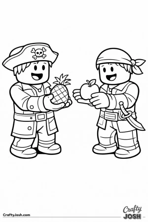 Pirate fruit trading moment coloring page