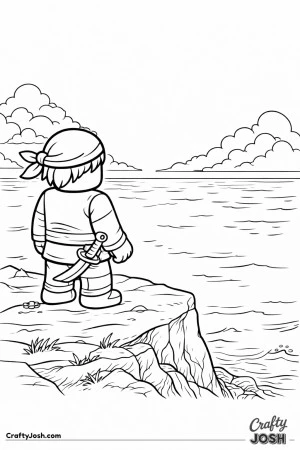 Pirate island cliff lookout coloring page