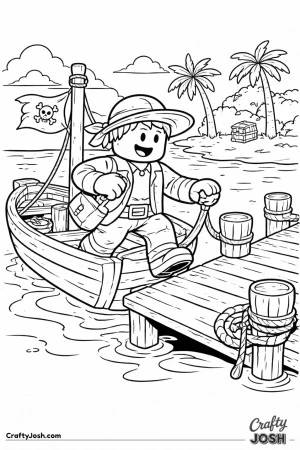 Pirate island dock arrival coloring page
