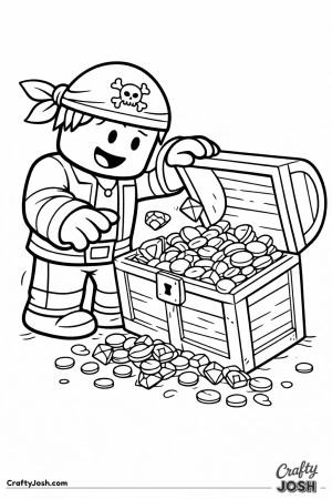 Pirate treasure chest find coloring page