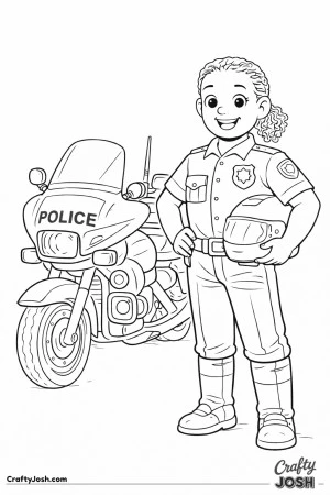 Police motorcycle officer holding helme