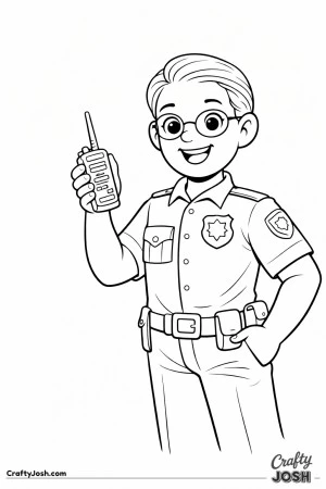 Police officer holding walkie talkie