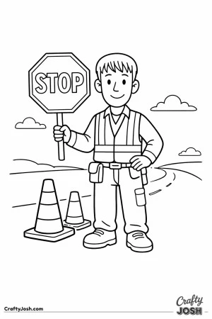 Road worker stop sign