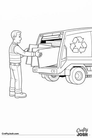 Sanitation worker cardboard recycling