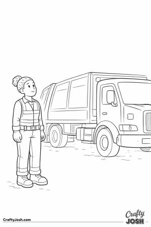 Sanitation worker front loader truck