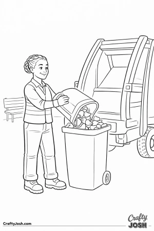 Sanitation worker park bin emptying