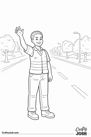 Sanitation worker proud wave