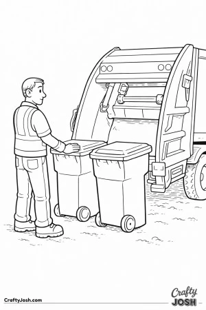 Sanitation worker rear loader truck