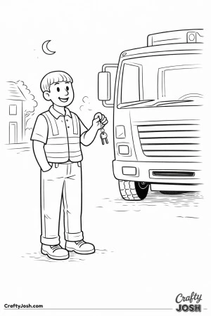 Sanitation worker starting the truck