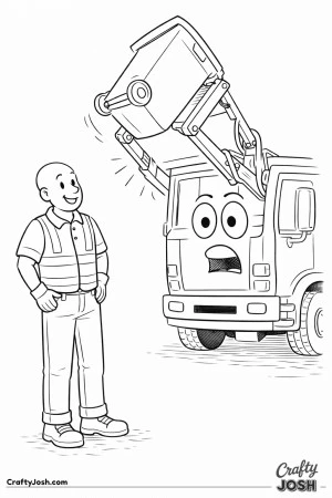 Sanitation worker surprised bin lifter truck