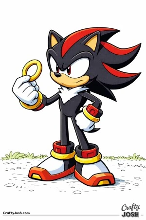 Shadow looking at a single golden ring and examining it closely