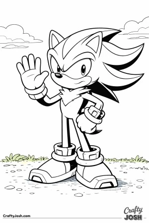 Shadow the Hedgehog standing and waving