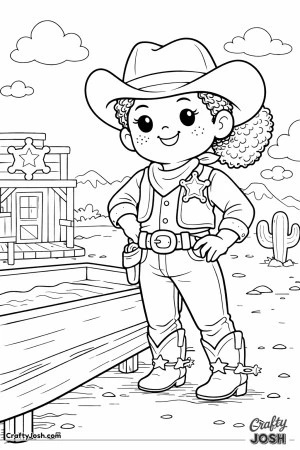 This confident sheriff stands proudly by the water trough, ready for another day in the Wild West.