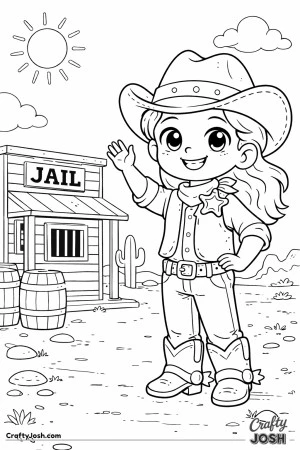 This friendly sheriff waves hello while keeping watch over her little Wild West town.
