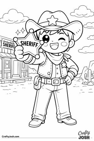 Meet a happy sheriff showing off a shiny star with a big, confident grin.