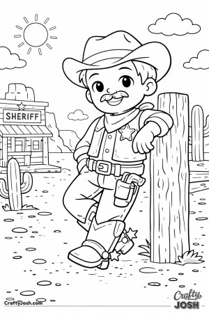 This sheriff is taking a break, leaning on his post and enjoying a calm moment in town.