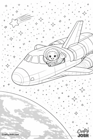 A space shuttle drifts quietly through outer space