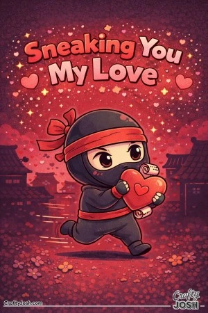This fun Valentine’s Day coloring page features a sneaky little ninja delivering love with a heart-shaped scroll and the message “Sneaking You My ..