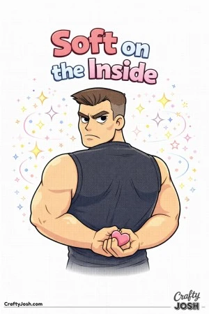 This fun Valentine’s Day coloring page features a tough-looking character hiding a tiny heart behind their back with the phrase “Soft on the ..