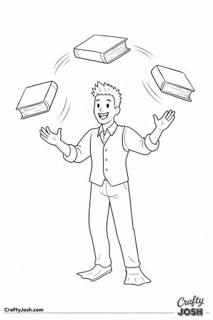 Teacher juggling books