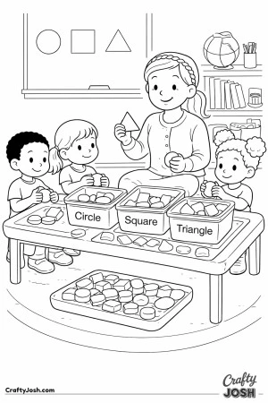 Teacher sorting shapes