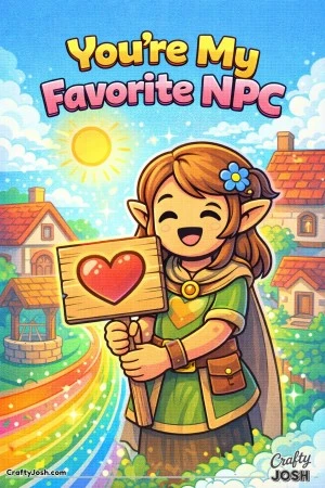This illustration features a NPC character holding a heart sign with the phrase “You’re My Favorite NPC.”