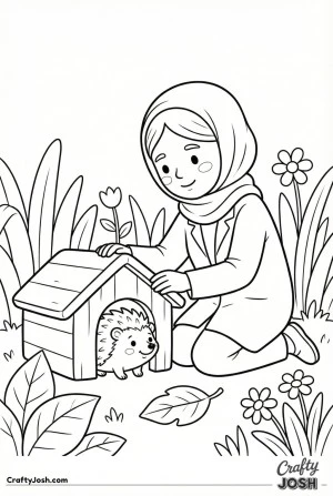 Vet checking hedgehog house