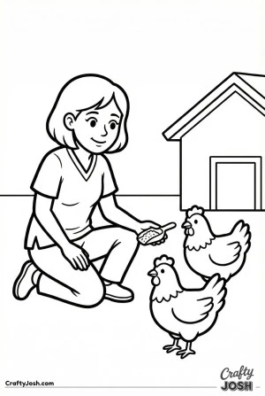 Veterinarian caring for chicken