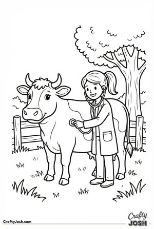 Veterinarian checking cow