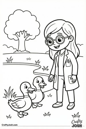 Veterinarian checking ducks