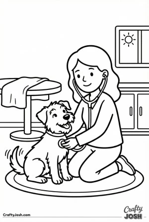 Veterinarian checking friendly dog