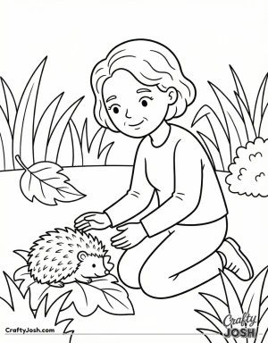 Veterinarian checking hedgehog outdoors