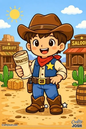 Meet a cheerful little sheriff ready to save the Wild West, one wanted poster at a time.