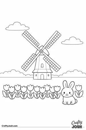 The colorful artwork helped bring this friendly windmill field to life.