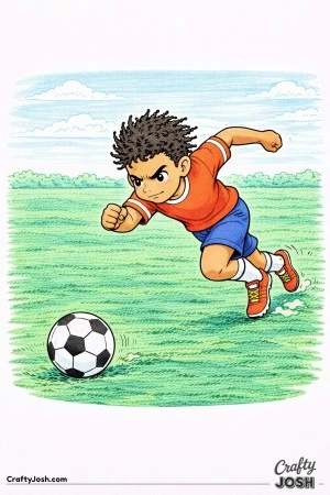 A youth soccer player explodes into a run from a standing start
