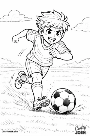 A young youth soccer player is shown sprinting forward while dribbling a soccer ball with focus and confidence on a simple field