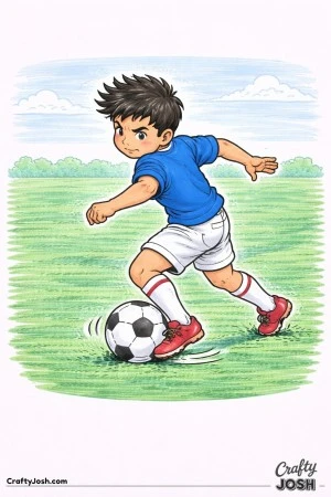 A youth soccer player performs a pull-back turn by rolling the ball backward with one foot while twisting his body with focus