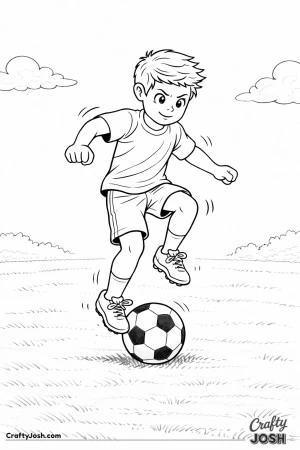A young youth soccer player is shown performing rapid toe taps on a soccer ball